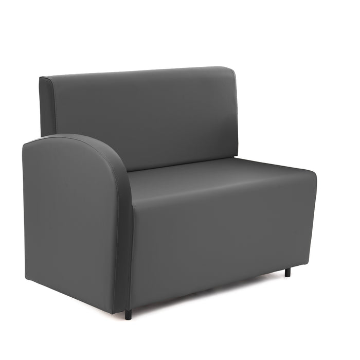 Divanetto Onda 2 posti con bracciolo dx per Locali in ecopelle Ignifugo Mamba Dim 108x62xH88