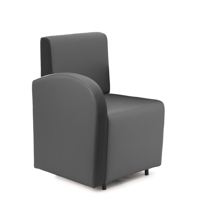 Divanetto Onda 1 posto con bracciolo dx per Locali in ecopelle Ignifugo Mamba Dim 58x62xH88