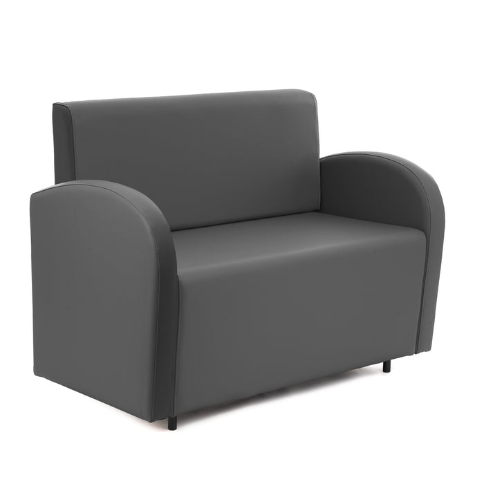 Divanetto Onda 2 posti con bracciolo dx per Locali in ecopelle Ignifugo Mamba Dim 108x62xH88