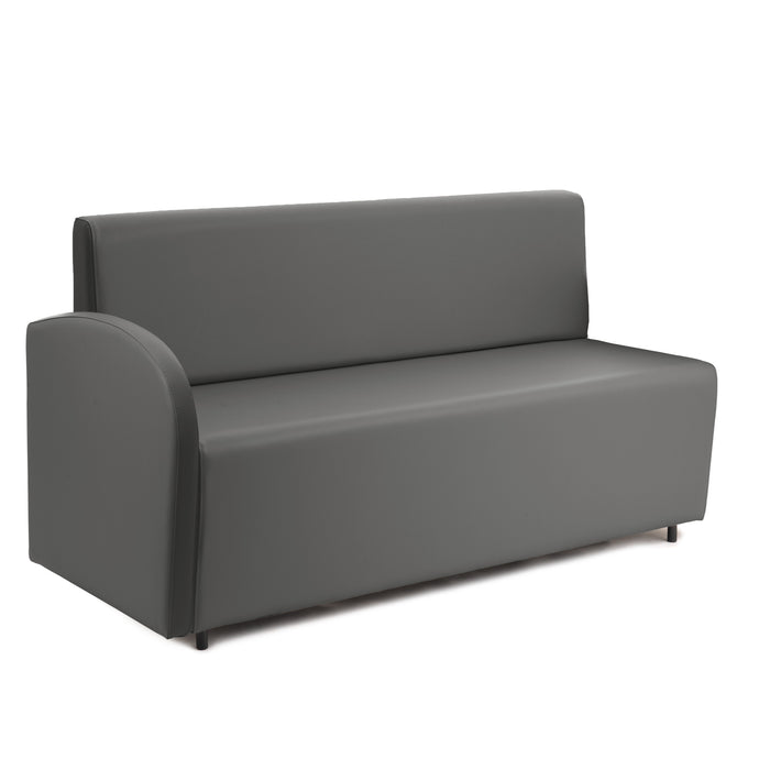 Divanetto Onda 3 posti con Bracciolo dx per Locali in ecopelle Ignifugo Mamba Dim 158x62xH88