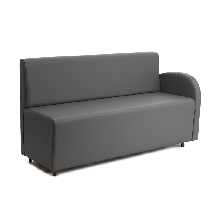 Divanetto Onda 3 posti con Bracciolo sx per Locali in ecopelle Ignifugo Mamba Dim 158x62xH88