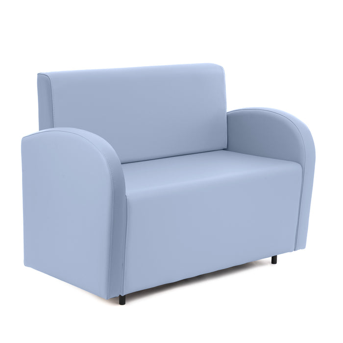 Divanetto Onda 2 posti con bracciolo dx per Locali in ecopelle Ignifugo Mamba Dim 108x62xH88