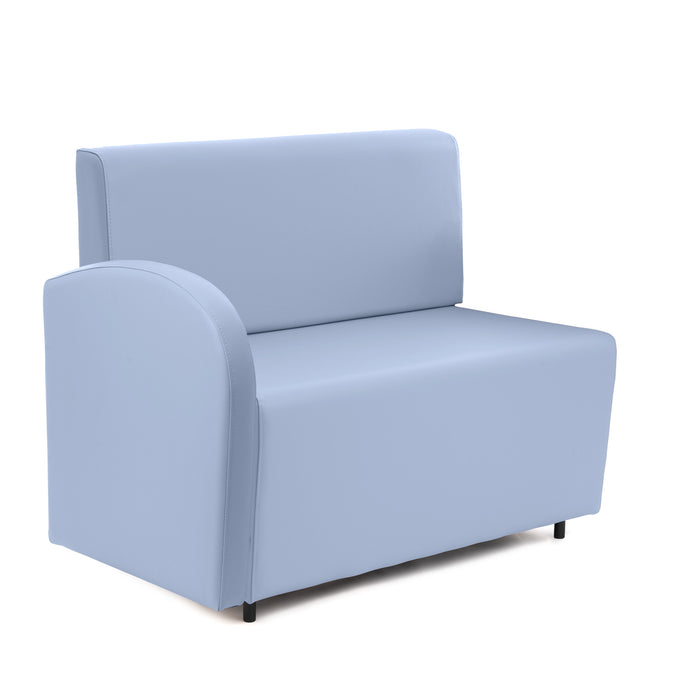 Divanetto Onda 2 posti con bracciolo dx per Locali in ecopelle Ignifugo Mamba Dim 108x62xH88