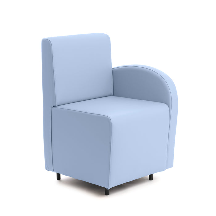 Divanetto Onda 1 posto con bracciolo dx per Locali in ecopelle Ignifugo Mamba Dim 58x62xH88