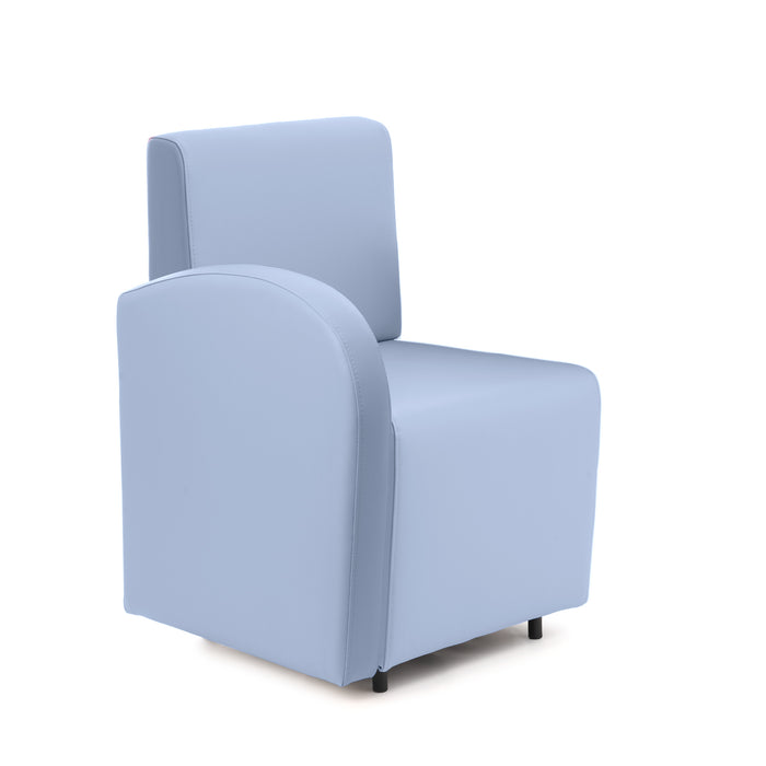 Divanetto Onda 1 posto con bracciolo dx per Locali in ecopelle Ignifugo Mamba Dim 58x62xH88