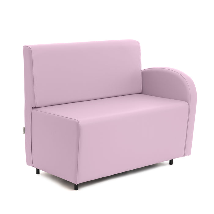 Divanetto Onda 2 posti con bracciolo dx per Locali in ecopelle Ignifugo Mamba Dim 108x62xH88
