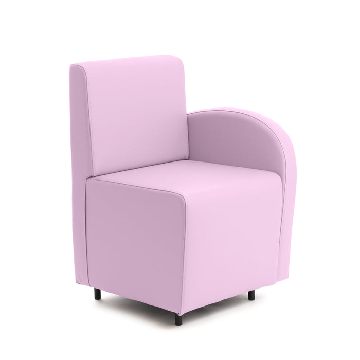 Divanetto Onda 1 posto con bracciolo dx per Locali in ecopelle Ignifugo Mamba Dim 58x62xH88