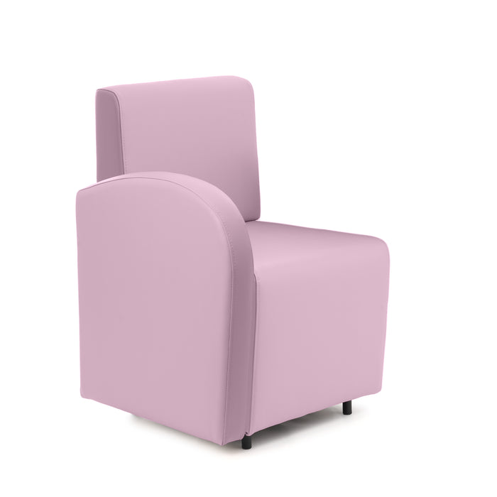 Divanetto Onda 1 posto con bracciolo dx per Locali in ecopelle Ignifugo Mamba Dim 58x62xH88