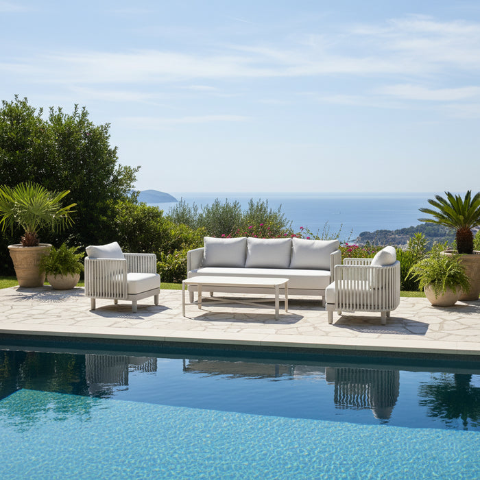 Linea Oasi Set Salotto da Esterno Avalon, Divani e Tavolino per Giardino, Terrazzo, Balcone, Comfort e Stile Naturale