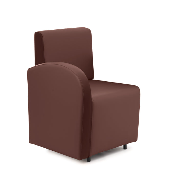 Divanetto Onda 1 posto con bracciolo dx per Locali in ecopelle Ignifugo Mamba Dim 58x62xH88