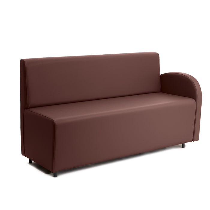Divanetto Onda 3 posti con Bracciolo sx per Locali in ecopelle Ignifugo Mamba Dim 158x62xH88