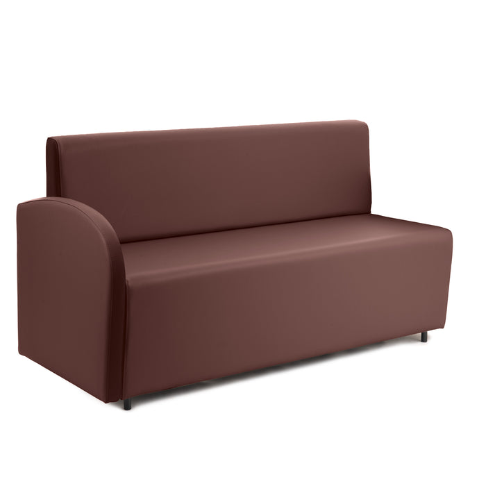 Divanetto Onda 3 posti con Bracciolo dx per Locali in ecopelle Ignifugo Mamba Dim 158x62xH88