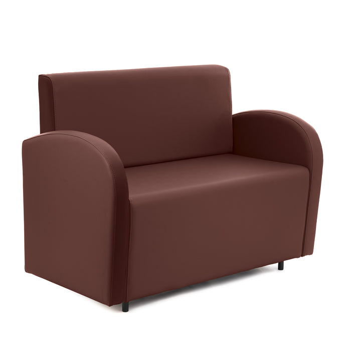 Divanetto Onda 2 posti con bracciolo dx per Locali in ecopelle Ignifugo Mamba Dim 108x62xH88