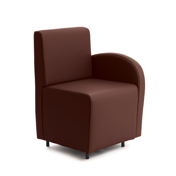 Divanetto Onda 1 posto con bracciolo dx per Locali in ecopelle Ignifugo Mamba Dim 58x62xH88