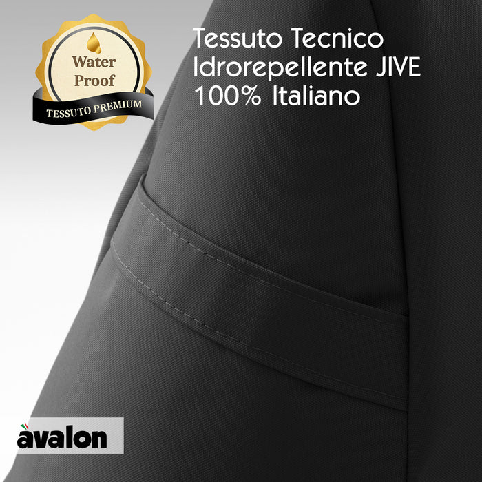 Pouf poltrona sacco con braccioli Ploof, Avalon in tessuto poliestere Jive per interno Imbottito. Dim: Ø85 x H90 cm