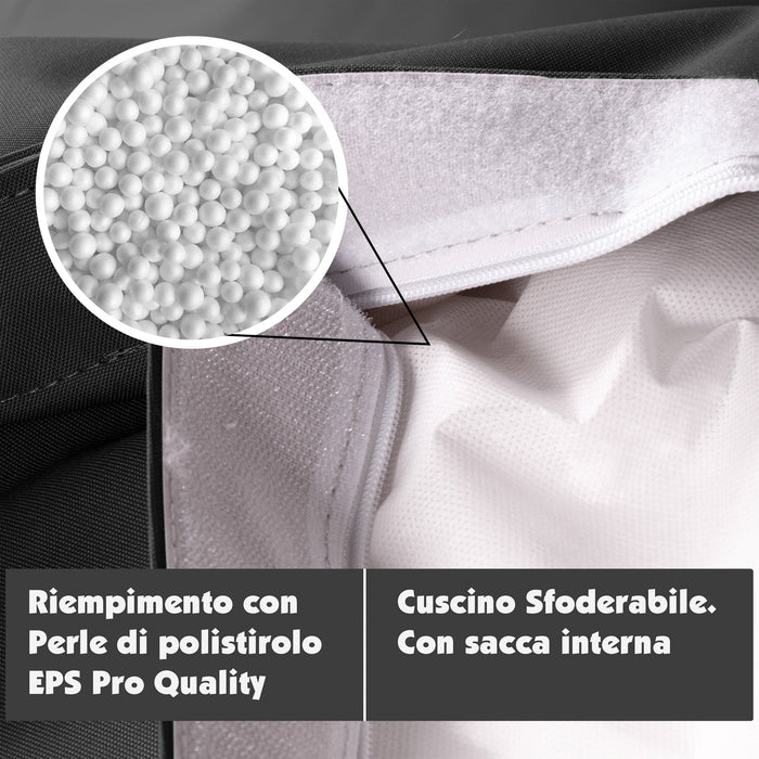 Pouf Cuscino Thin medio sacca vuota in tessuto antistrappo impermeabile Jive per interno dim.135x90 cm