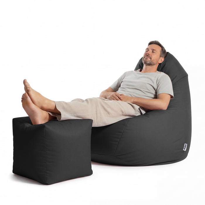 Pouf Poltrona Sacco Grande Sfoderabile con sacca interna BAG XXL Jive in tessuto per interno, Antistrappo, Impermeabile, opzione poggiapiedi - Ø95 x H135 cm