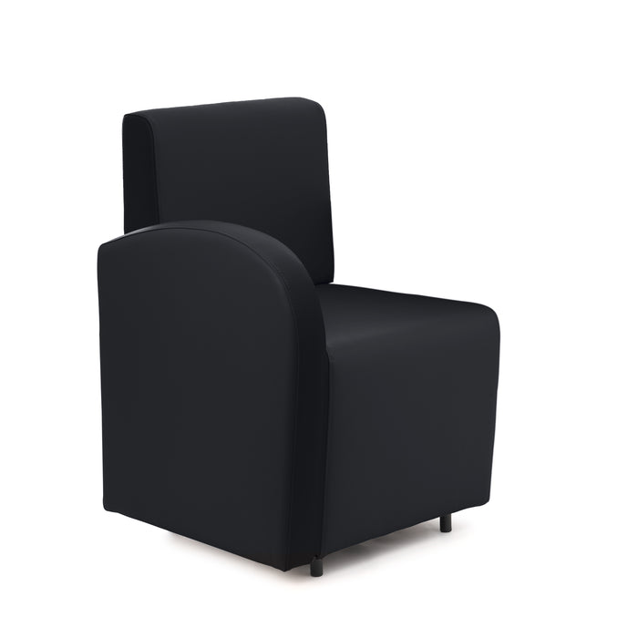 Divanetto Onda 1 posto con bracciolo dx per Locali in ecopelle Ignifugo Mamba Dim 58x62xH88