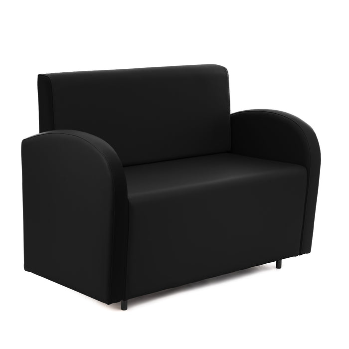 Divanetto Onda 2 posti con bracciolo dx per Locali in ecopelle Ignifugo Mamba Dim 108x62xH88