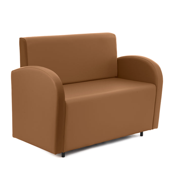 Divanetto Onda 2 posti con bracciolo dx per Locali in ecopelle Ignifugo Mamba Dim 108x62xH88