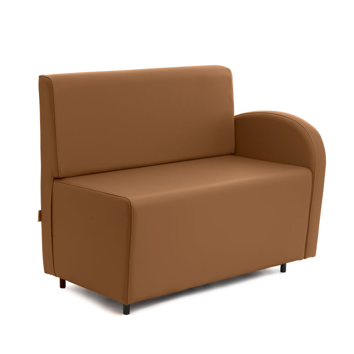 Divanetto Onda 2 posti con bracciolo dx per Locali in ecopelle Ignifugo Mamba Dim 108x62xH88
