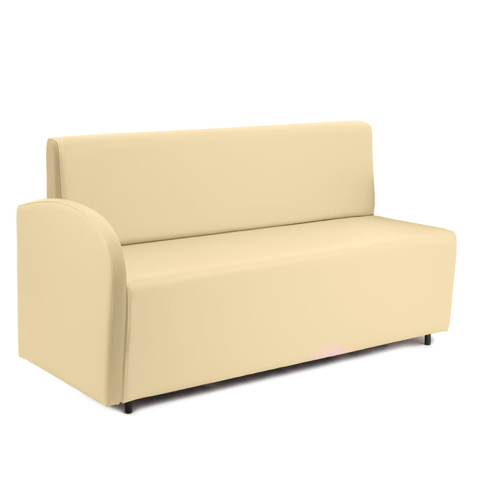 Divanetto Onda 3 posti con Bracciolo dx per Locali in ecopelle Ignifugo Mamba Dim 158x62xH88