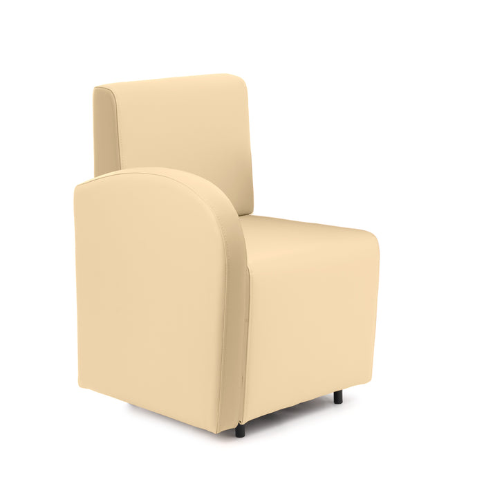 Divanetto Onda 1 posto con bracciolo dx per Locali in ecopelle Ignifugo Mamba Dim 58x62xH88