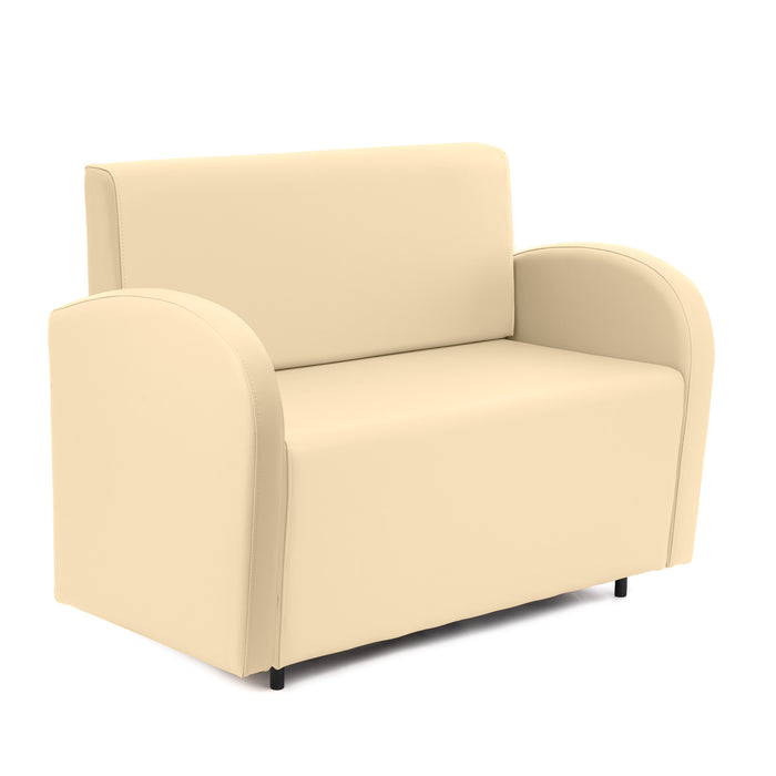 Divanetto Onda 2 posti con bracciolo dx per Locali in ecopelle Ignifugo Mamba Dim 108x62xH88