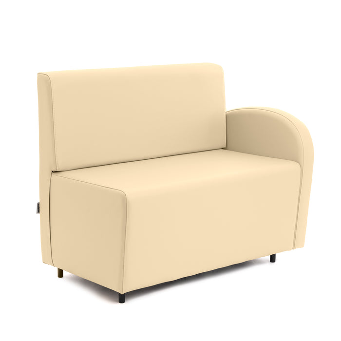 Divanetto Onda 2 posti con bracciolo dx per Locali in ecopelle Ignifugo Mamba Dim 108x62xH88