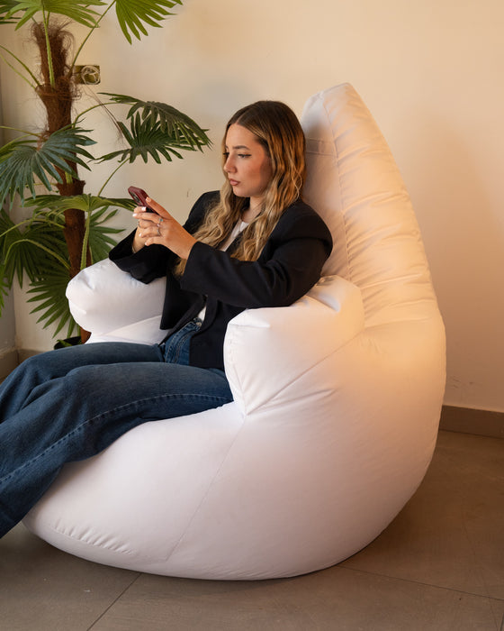 Pouf poltrona sacco Super Gigante XXL con braccioli Ploof, sfoderabile con sacca interna, Avalon in tessuto poliestere Jive per interno Imbottito, Antistrappo, Impermeabile Dim: Ø105 x H115 cm
