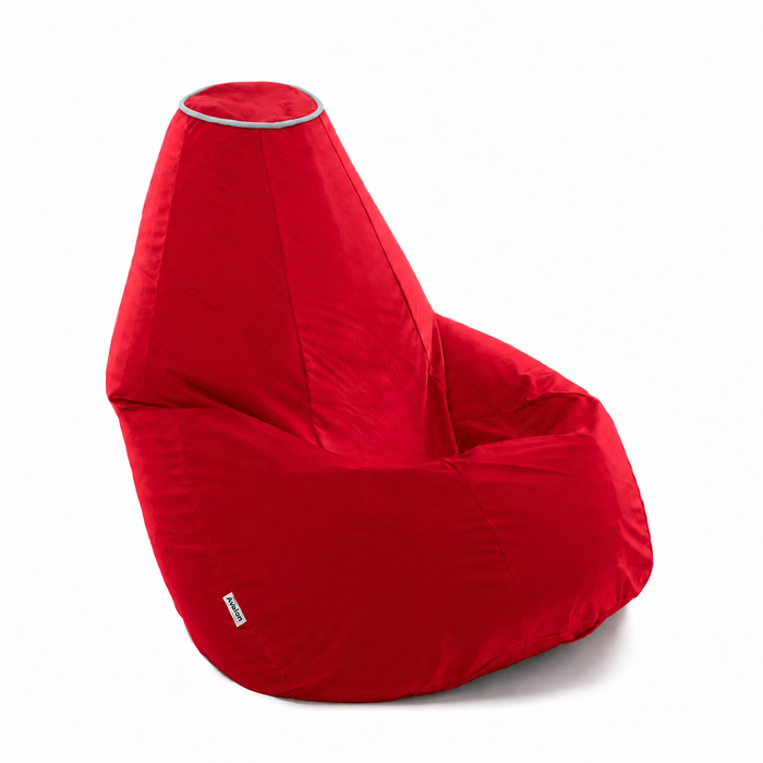 Outlet - Pouf sacco misura L Made in Italy in Velluto con bordino ghiaccio dim: 85x125 cm Colore Rosso