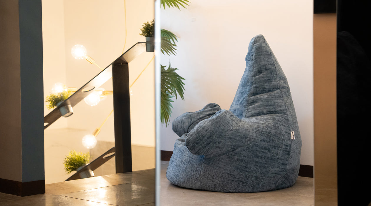 Pouf Poltrona Sacco Grande Ploof Avalon in tessuto Grisaglia per interno dim. Ø85 x H90 cm