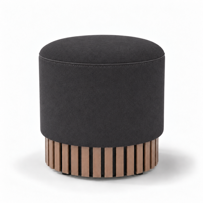 Pouf Classic Wood rigido in tessuto Antimacchia Nabù con tecnologia Aquaclean, Avalon per interno dim: Ø45xH43 cm