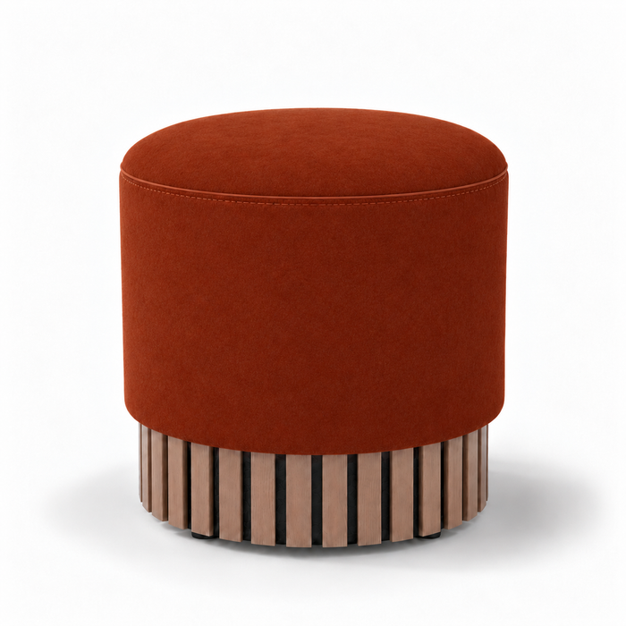 Pouf Classic Wood rigido in tessuto Antimacchia Nabù con tecnologia Aquaclean, Avalon per interno dim: Ø45xH43 cm