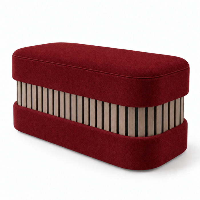 Pouf Panca Wood Classic rigido in tessuto Antimacchia Nabù con tecnologia Aquaclean, Avalon per interno dim: 90x45xH43 cm