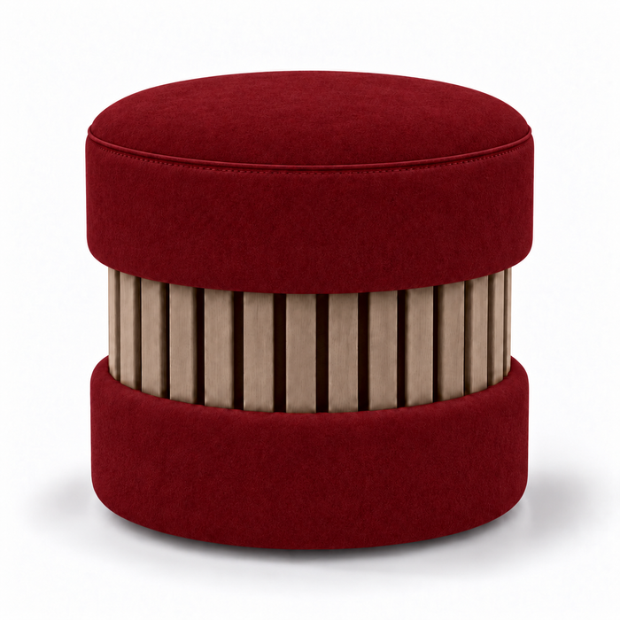 Pouf Wood Duo rigido in tessuto Antimacchia Nabù con tecnologia Aquaclean, Avalon per interno dim: Ø45xH43 cm