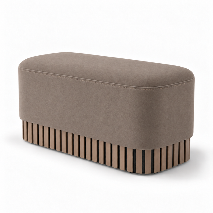 Pouf Panca Wood Classic rigido in tessuto Antimacchia Nabù con tecnologia Aquaclean, Avalon per interno dim: 90x45xH43 cm