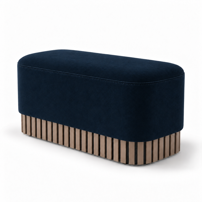 Pouf Panca Wood Classic rigido in tessuto Antimacchia Nabù con tecnologia Aquaclean, Avalon per interno dim: 90x45xH43 cm