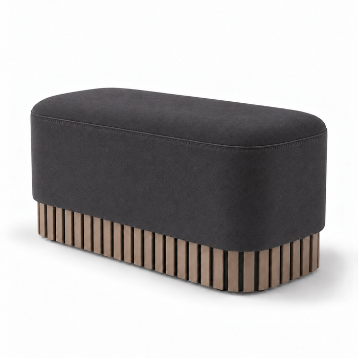Pouf Panca Wood Classic rigido in tessuto Antimacchia Nabù con tecnologia Aquaclean, Avalon per interno dim: 90x45xH43 cm