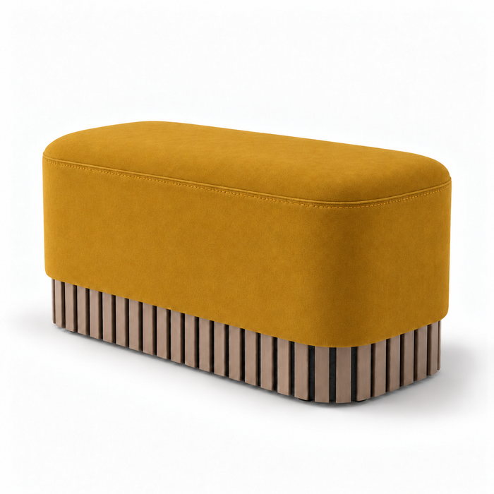 Pouf Panca Wood Classic rigido in tessuto Antimacchia Nabù con tecnologia Aquaclean, Avalon per interno dim: 90x45xH43 cm