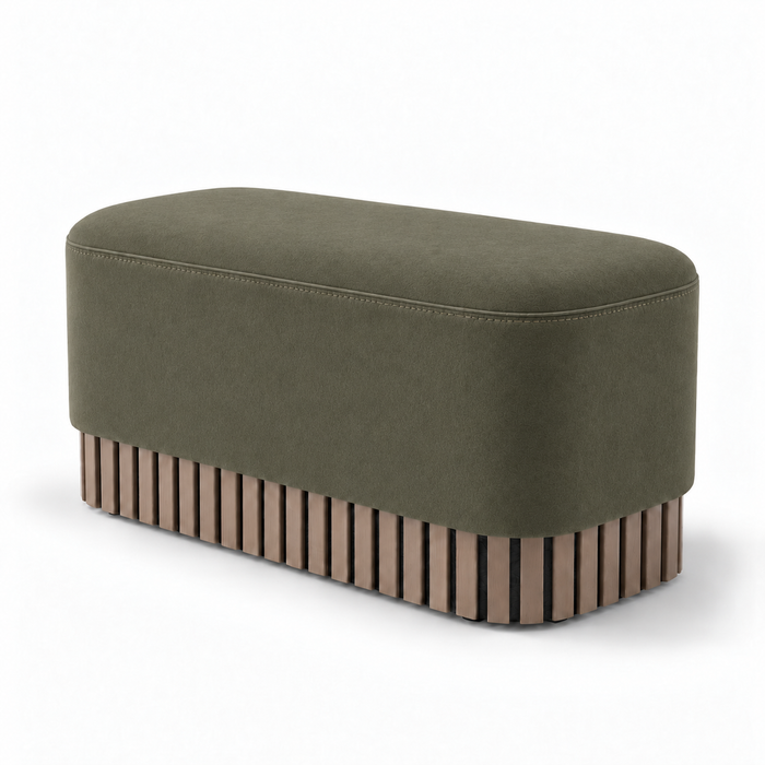 Pouf Panca Wood Classic rigido in tessuto Antimacchia Nabù con tecnologia Aquaclean, Avalon per interno dim: 90x45xH43 cm