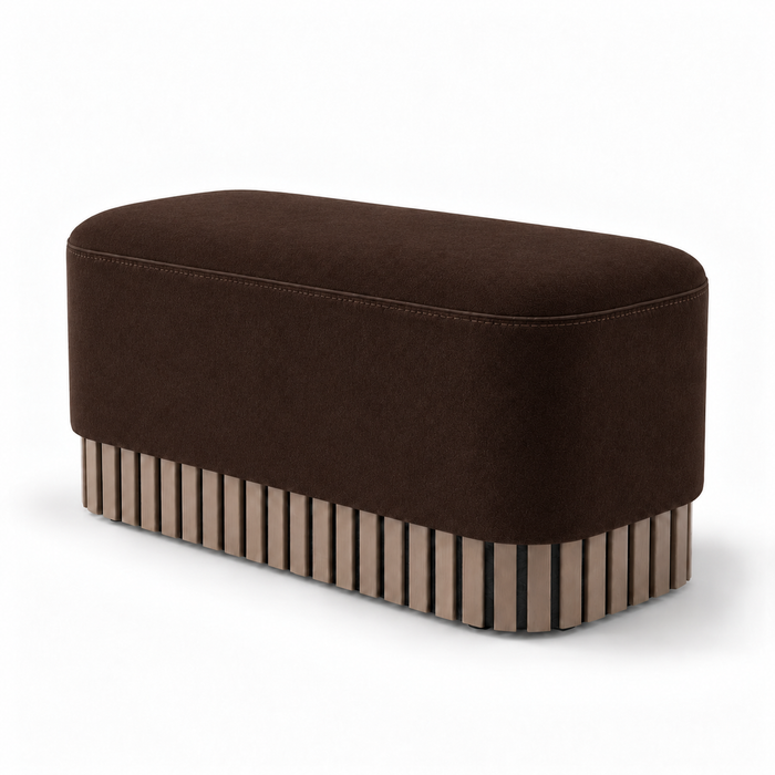 Pouf Panca Wood Classic rigido in tessuto Antimacchia Nabù con tecnologia Aquaclean, Avalon per interno dim: 90x45xH43 cm