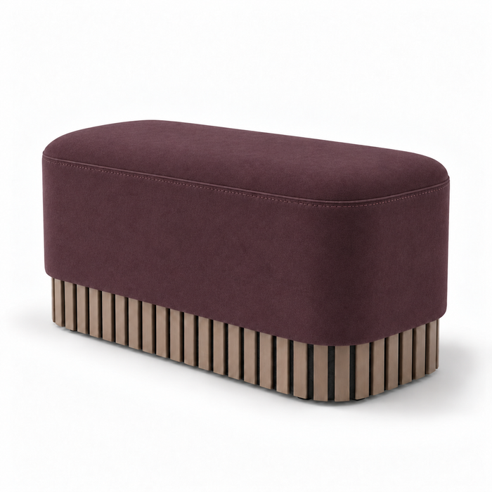 Pouf Panca Wood Classic rigido in tessuto Antimacchia Nabù con tecnologia Aquaclean, Avalon per interno dim: 90x45xH43 cm
