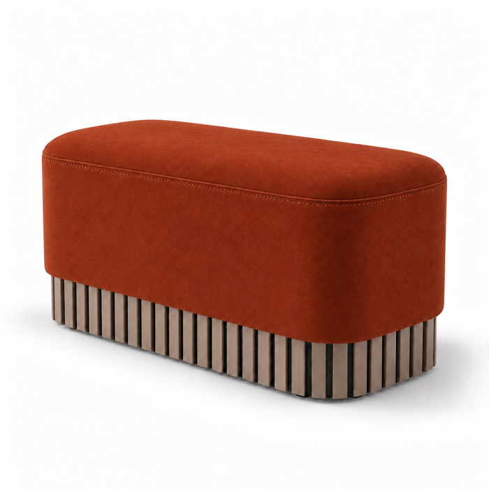 Pouf Panca Wood Classic rigido in tessuto Antimacchia Nabù con tecnologia Aquaclean, Avalon per interno dim: 90x45xH43 cm