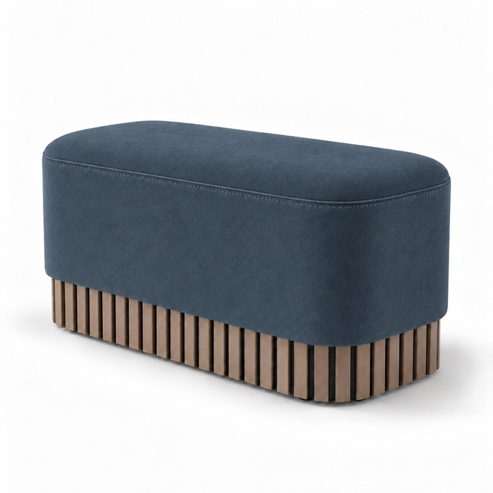Pouf Panca Wood Classic rigido in tessuto Antimacchia Nabù con tecnologia Aquaclean, Avalon per interno dim: 90x45xH43 cm