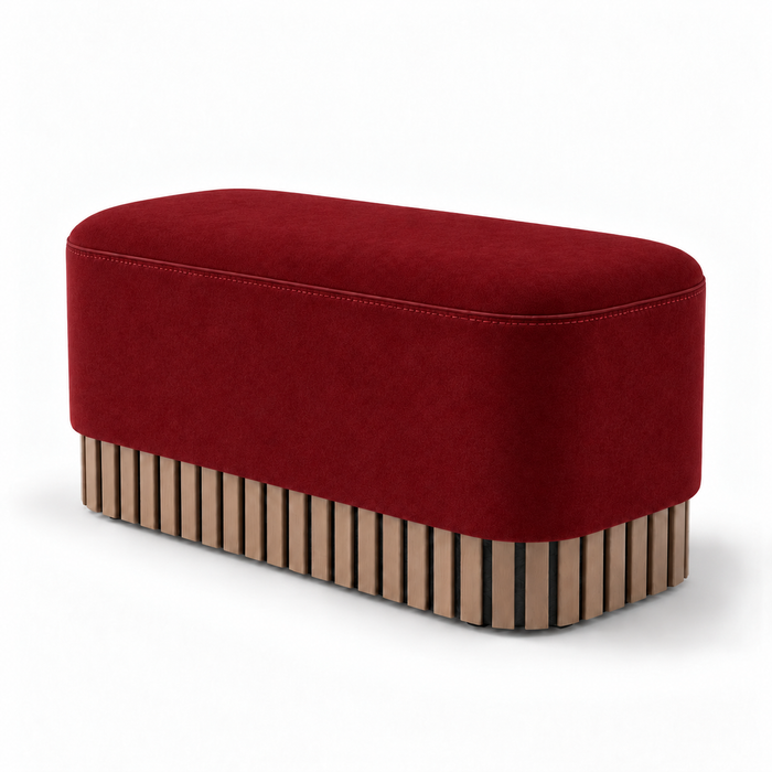 Pouf Panca Wood Classic rigido in tessuto Antimacchia Nabù con tecnologia Aquaclean, Avalon per interno dim: 90x45xH43 cm