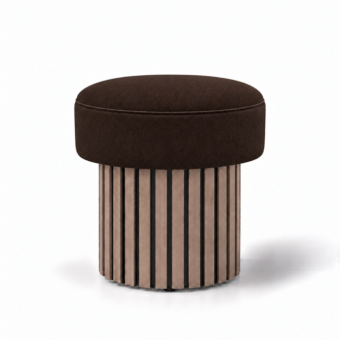 Pouf Wood Up rigido in tessuto Antimacchia Nabù con tecnologia Aquaclean, Avalon per interno dim: Ø45xH43 cm
