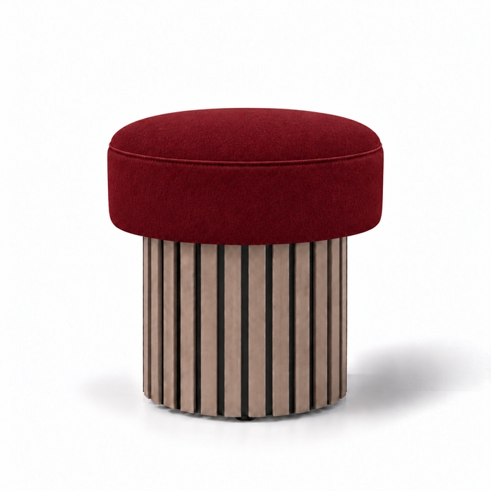 Pouf Wood Up rigido in tessuto Antimacchia Nabù con tecnologia Aquaclean, Avalon per interno dim: Ø45xH43 cm
