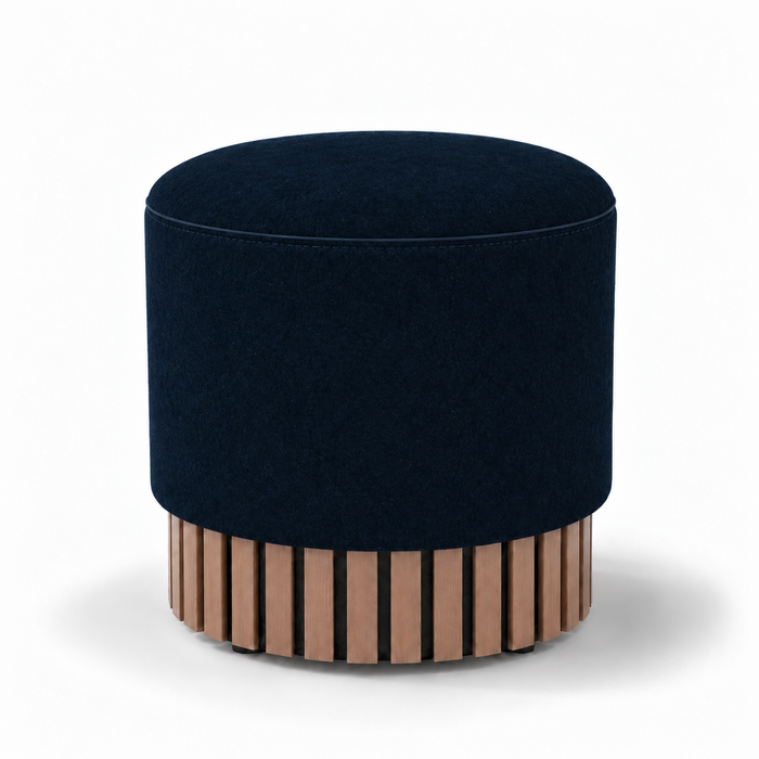 Pouf Classic Wood rigido in tessuto Antimacchia Nabù con tecnologia Aquaclean, Avalon per interno dim: Ø45xH43 cm