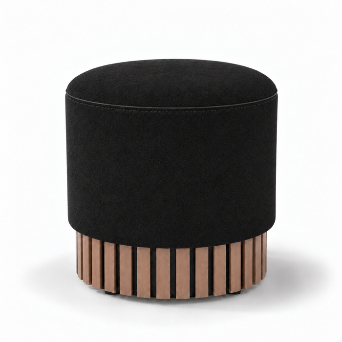 Pouf Classic Wood rigido in tessuto Antimacchia Nabù con tecnologia Aquaclean, Avalon per interno dim: Ø45xH43 cm
